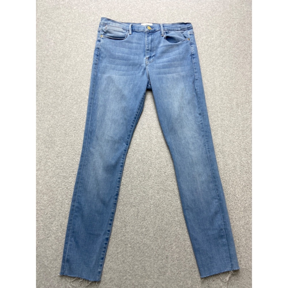 FRAME Le High Skinny Jeans 30x28 Light Wash Stretch Frayed Hem 32‎
